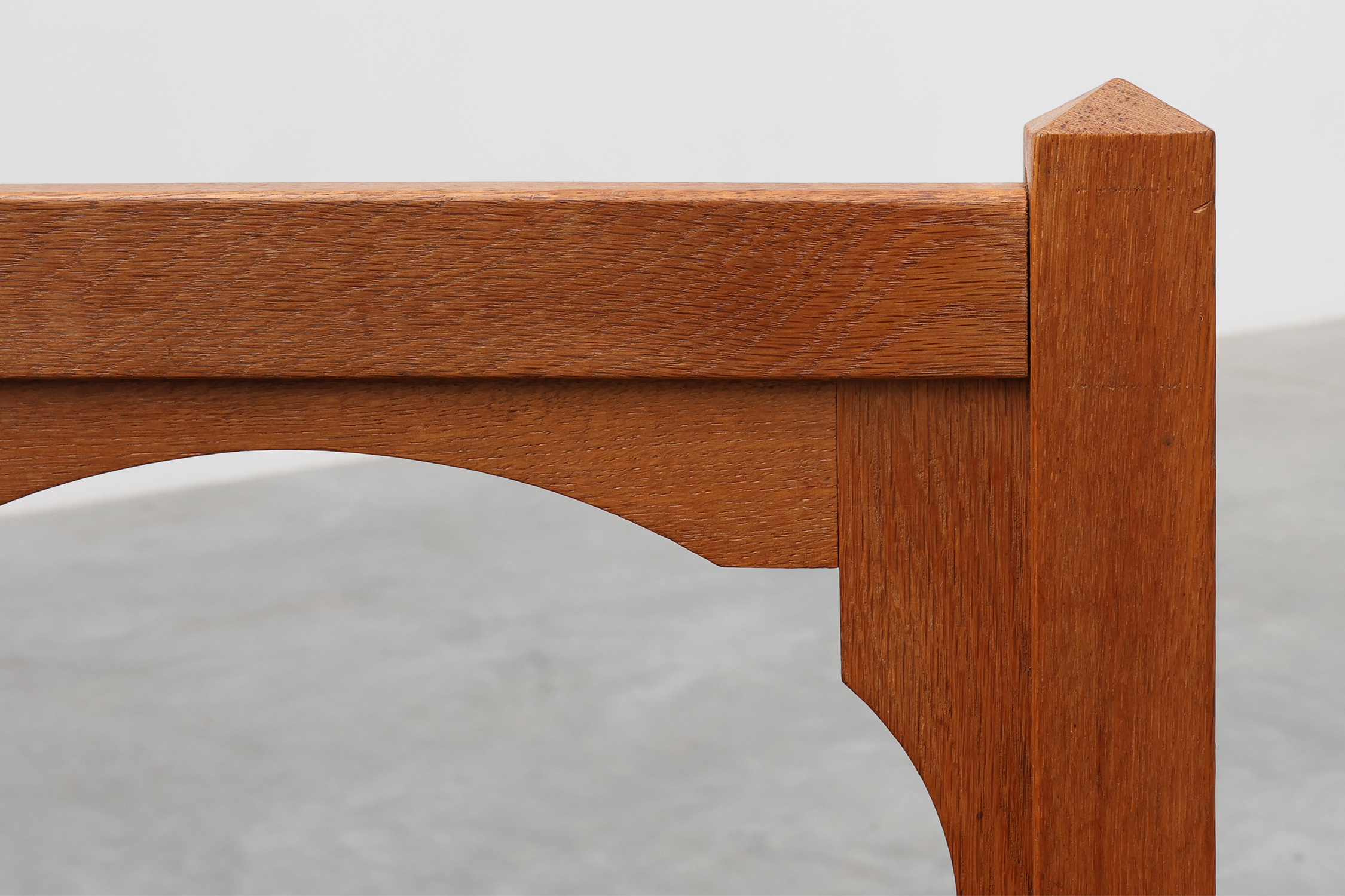 Art Deco Oak Corner Chair with Cut‑Out Backrest and Rush Seat, Belgium, circa 1920thumbnail